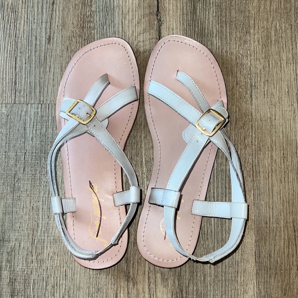 FREE PEOPLE LA RISA LEATHER SANDAL GREY size 39/8.5